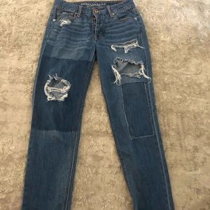 Blue ripped boyfriend jeans